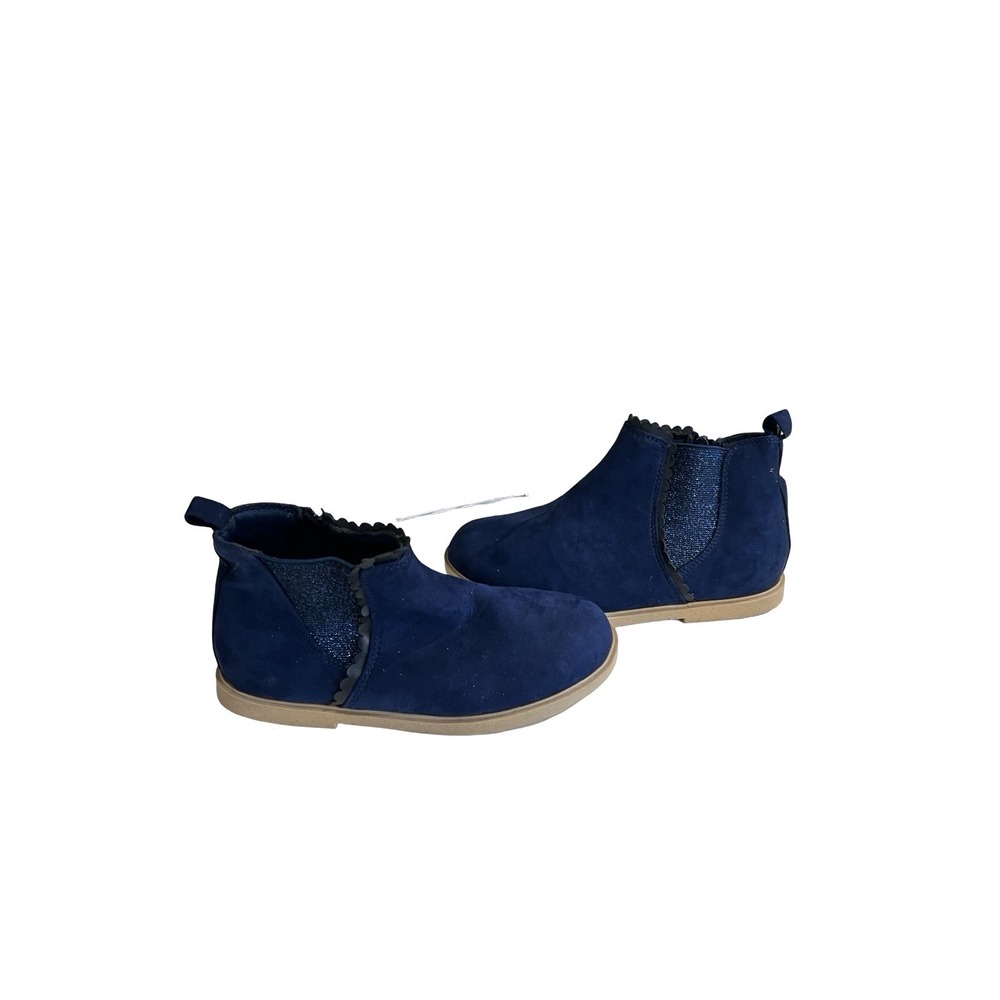 Tucker + Tate Scalloped Chelsea Boots Navy Blue Faux Suede Kids Size 1 M